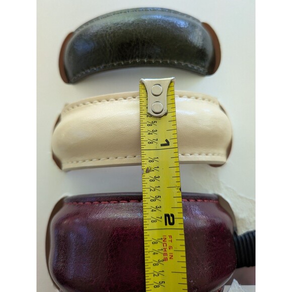 ZARA Women NEW Pack Of 3 Leather Cuff Bangle Bracelets Burgundy Green Cream Bend - Picture 11 of 14